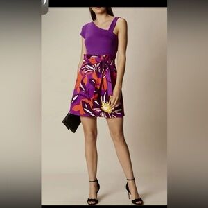 Karen Millen Purple and Red Floral Pencil Skirt